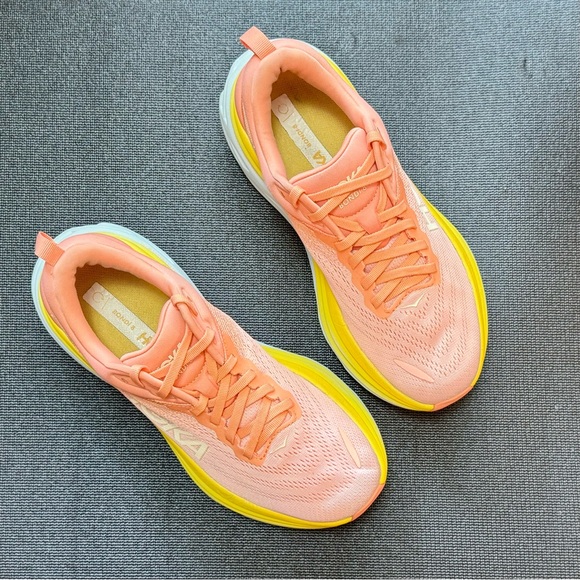 HOKA ONE ONE Bondi 8 Women’s Athletic Running Sneakers Orange and Yellow Sz 9.5 - Picture 9 of 10